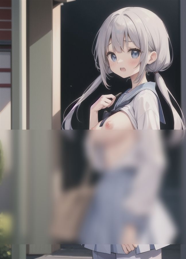 サンプル画像1:銀髪露出娘｜通学風景(超絶可愛い女の子) [d_351329]