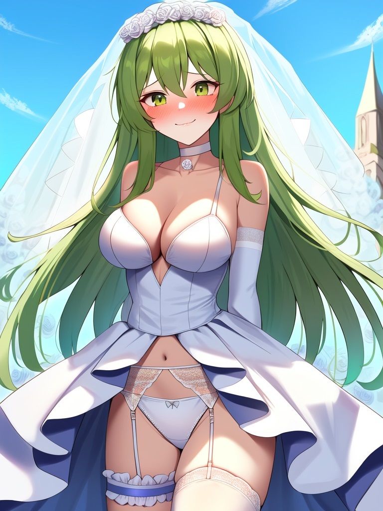 サンプル画像1:恥ずかしい花嫁になった女の子のAIイラスト集(Love and peace) [d_351889]