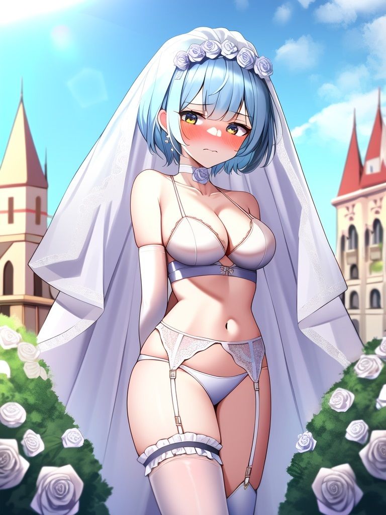 サンプル画像2:恥ずかしい花嫁になった女の子のAIイラスト集(Love and peace) [d_351889]