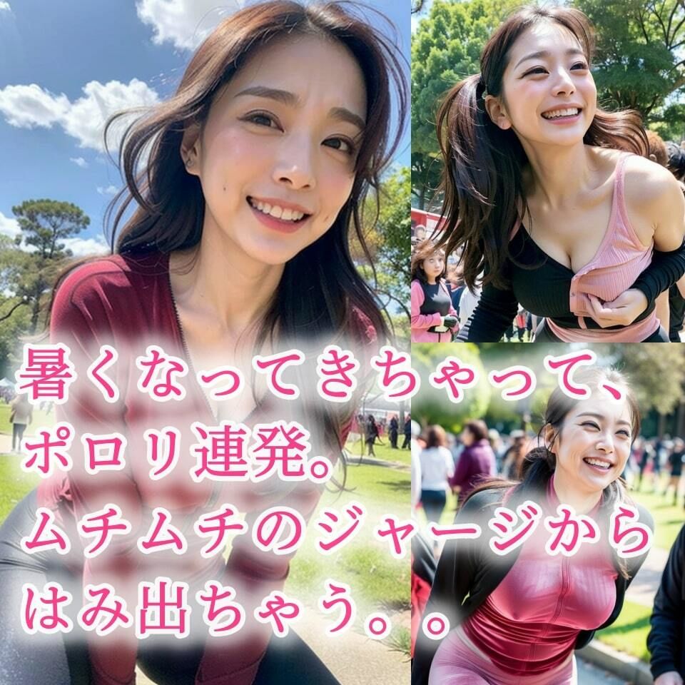 サンプル画像1:【野外露出】露出好き熟女市民ランナー【90p】(紐をギュッとね) [d_351960]