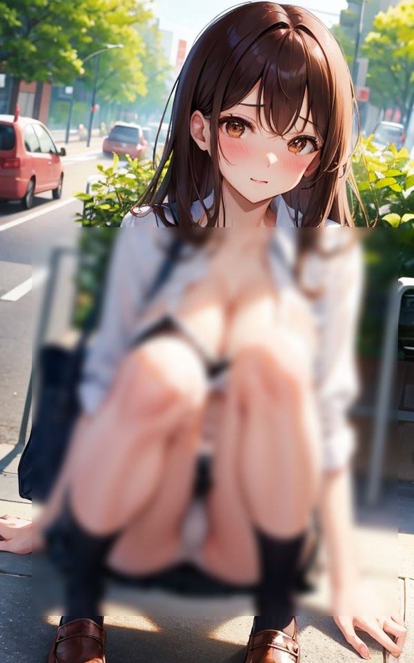 サンプル画像2:無防備過ぎるしゃがみパンチラ 〜バス停編〜(ペロメロン) [d_351979]