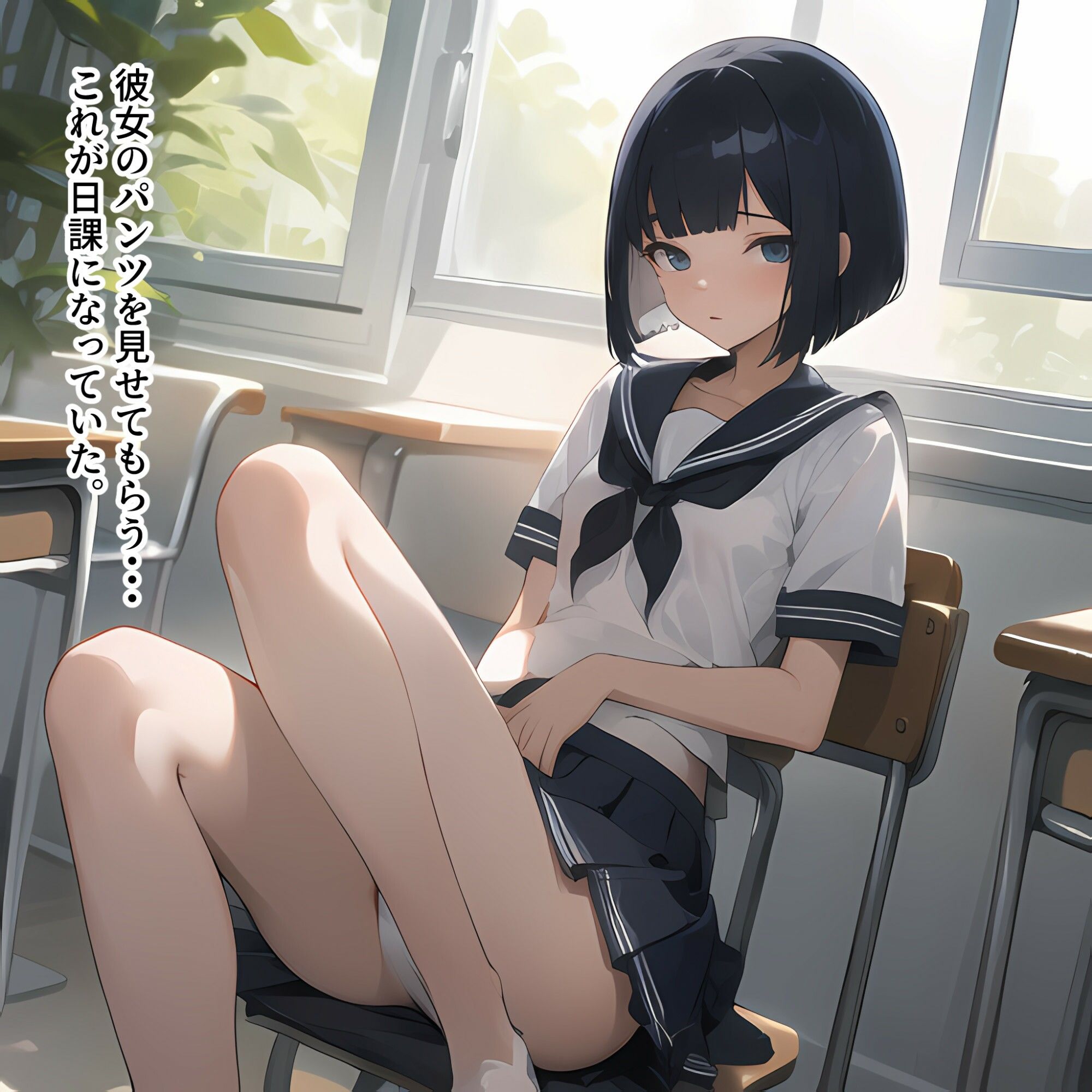 サンプル画像2:下級生の彼女にパンツみせてもらう話（セーラー夏服編）(電脳戯画) [d_352145]