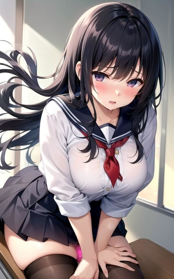 サンプル画像4:教室で内緒の遊び(AIcom) [d_352151]