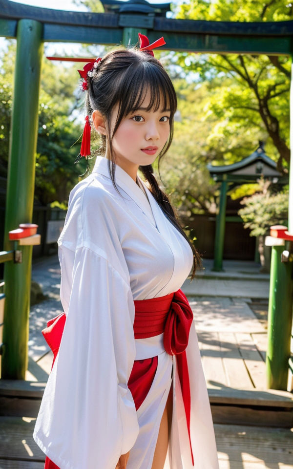 サンプル画像1:巫女 淫乱少女(PornAI) [d_352565]