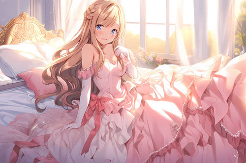 サンプル画像5:ドレス美少女19 ベッドルームにて(Dresscco) [d_352895]