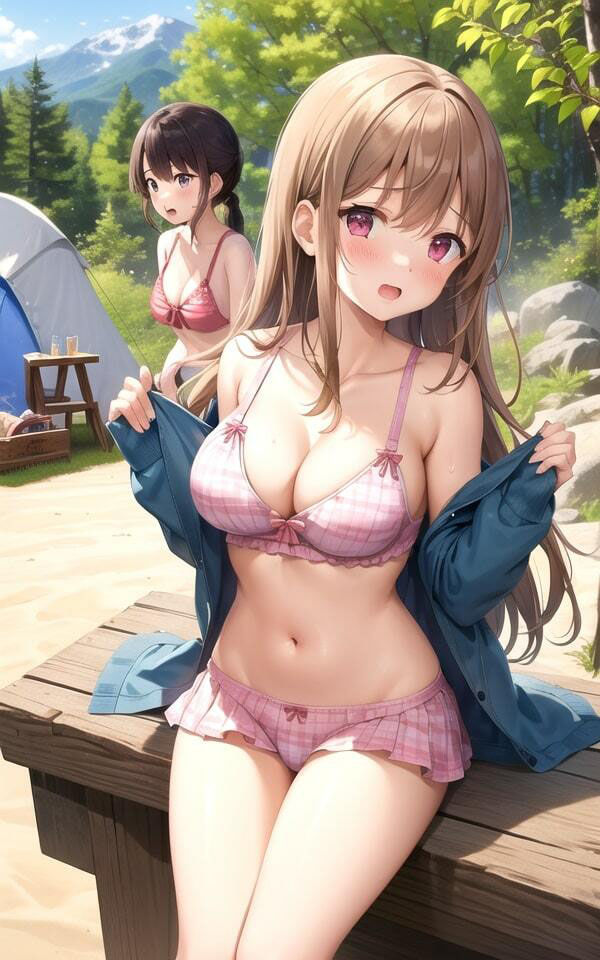 サンプル画像2:仲良くなった淫乱美女たちと春キャンプでエッチなハプニング(AIロマンティック) [d_353065]