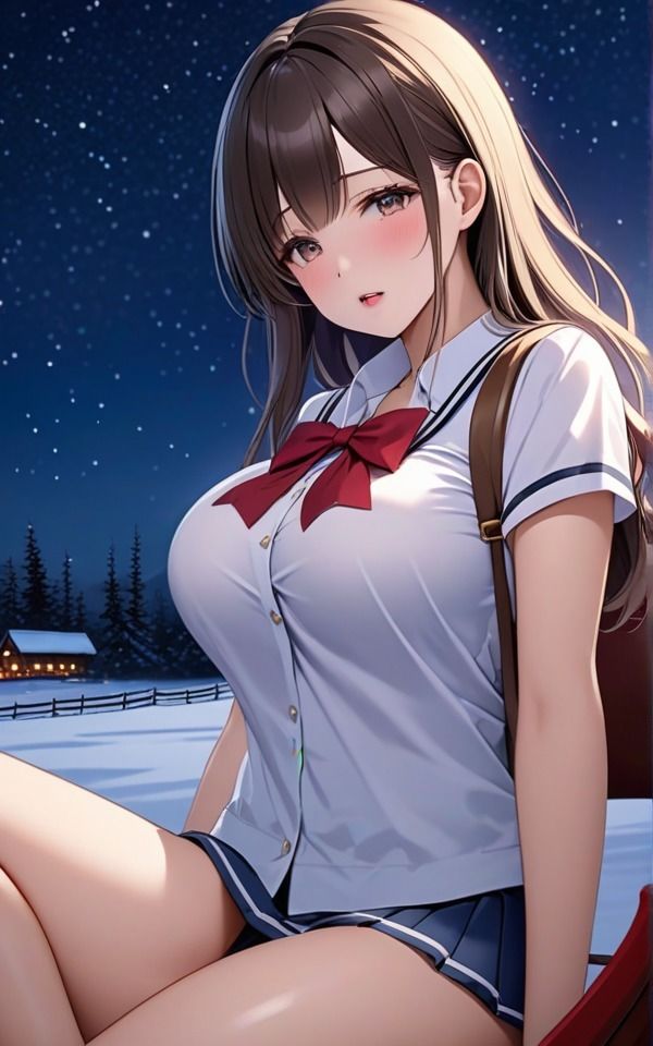 サンプル画像1:先輩と一緒にゲレンデで星空見たいな 巨乳制服女子は色気がすごい(メロりーな) [d_353229]