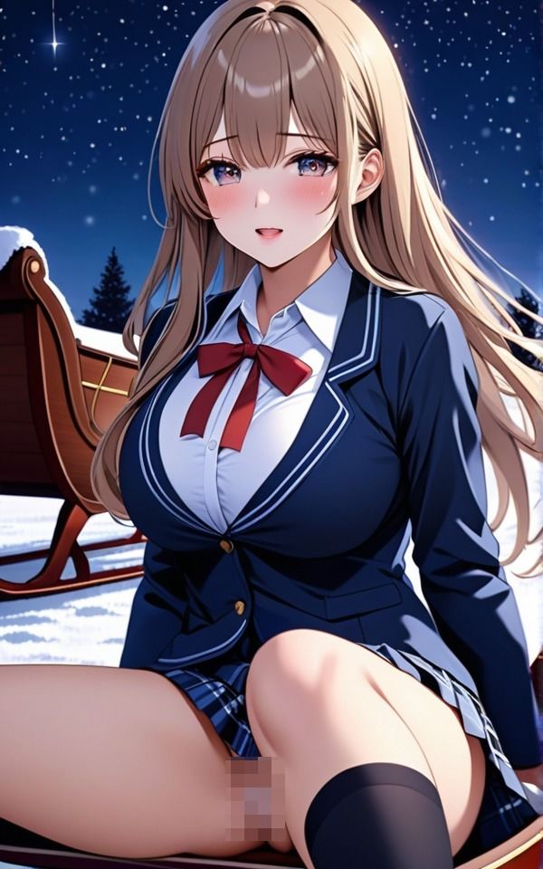 サンプル画像2:先輩と一緒にゲレンデで星空見たいな 巨乳制服女子は色気がすごい(メロりーな) [d_353229]