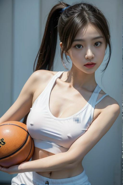 サンプル画像4:AI美女バスケットボールショット: スポーツとグラビアの融合(美女開発部門) [d_353381]