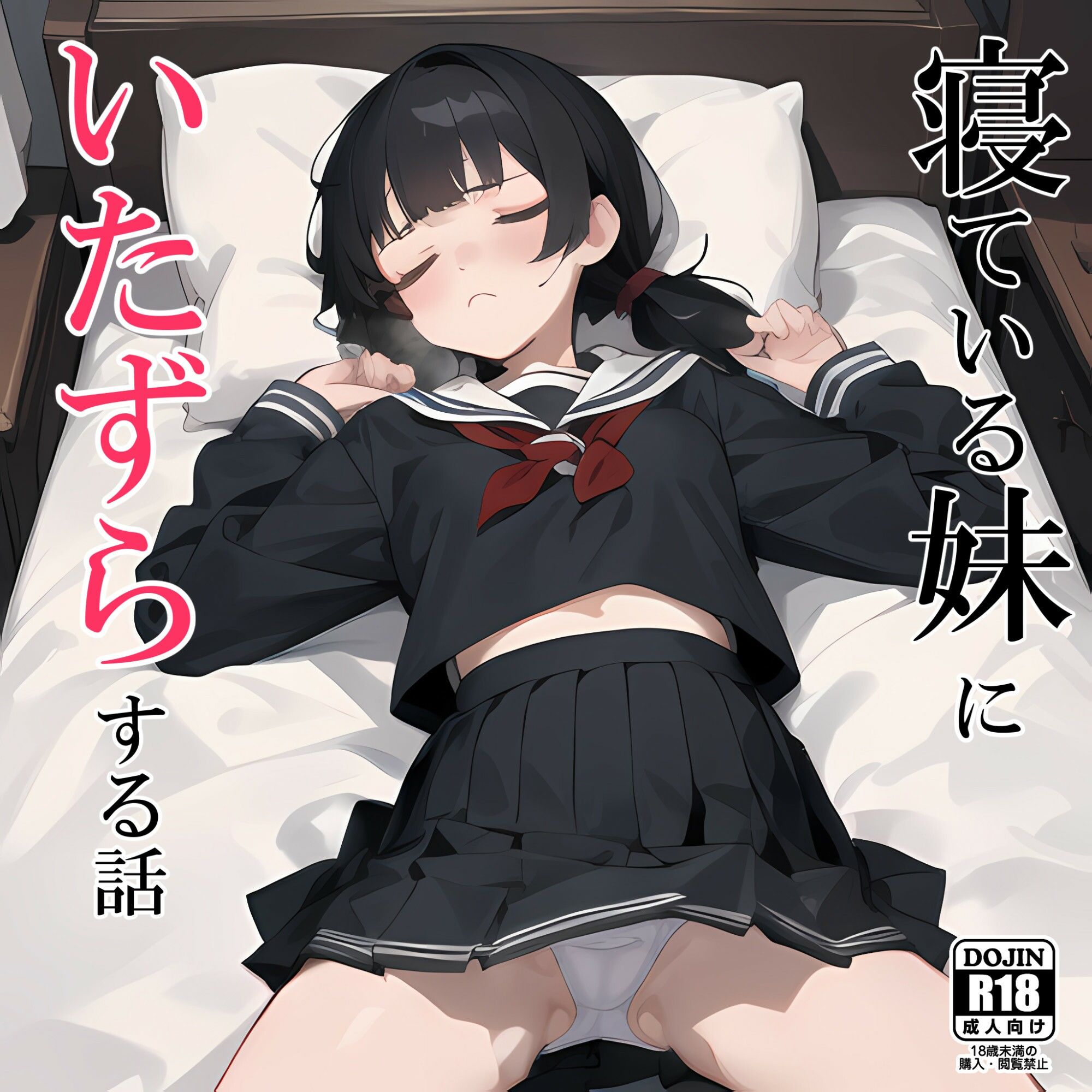 サンプル画像1:寝ている妹にいたずらする話（セーラー冬服）(電脳戯画) [d_353437]