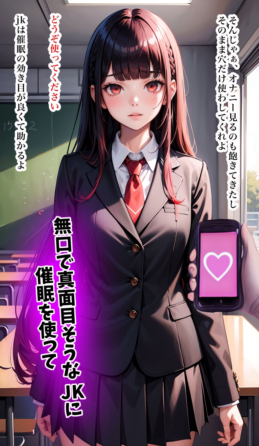 サンプル画像1:催●アプリでおじさんに種付けされた巨乳JKたち(部活女子) [d_353635]