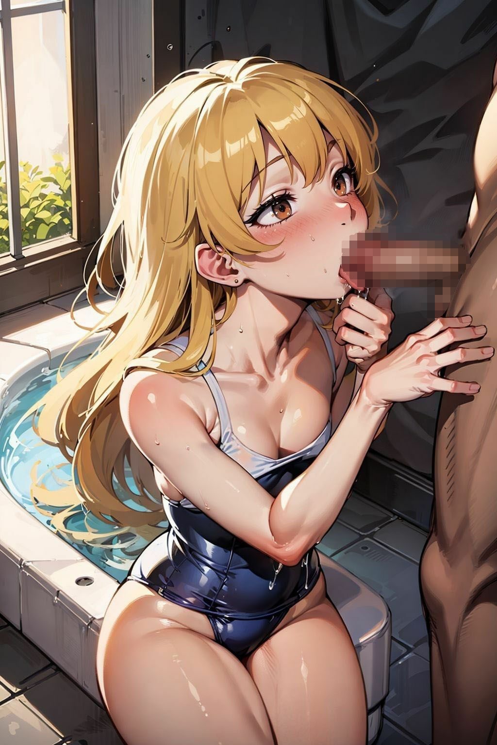 サンプル画像3:スク水姿の女子校生/浴室に連れ込みエッ〇！清楚な外見とは裏腹に(ぺこぽこ企画) [d_353861]