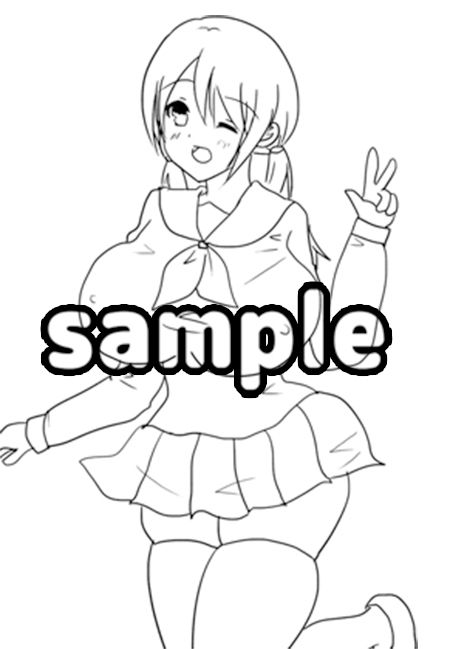 サンプル画像1:線画・美少女エッチイラスト集(ゆるり堂桜庵) [d_353867]