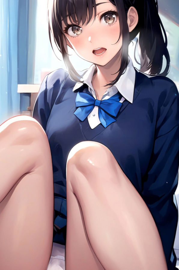 冬の生足＋風のいたずら