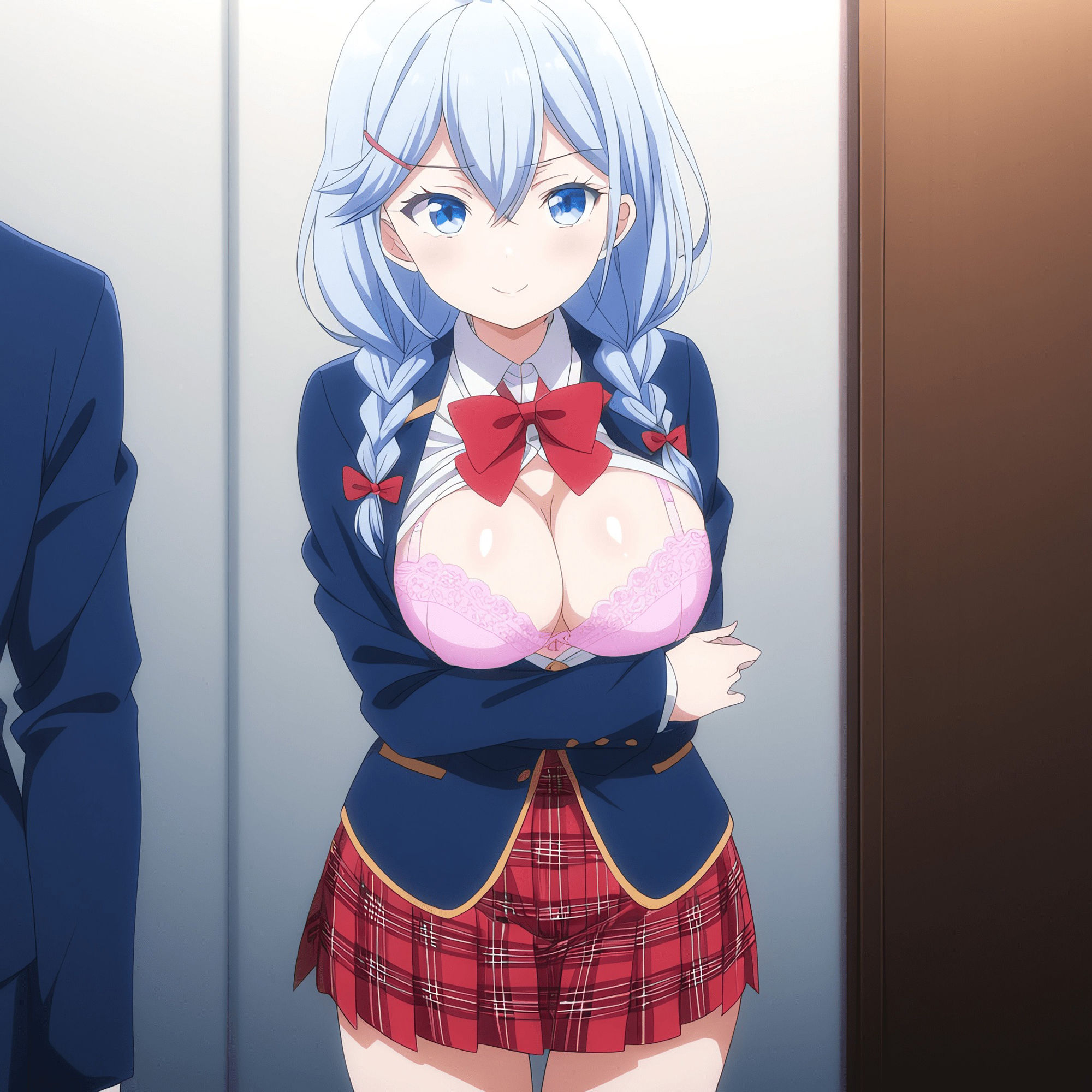 サンプル画像1:性欲全開！！文〇激似の制服文学巨乳女子にえっちなハメ撮り中〇ししちゃいました！(ミライサキAIクラブ) [d_354005]