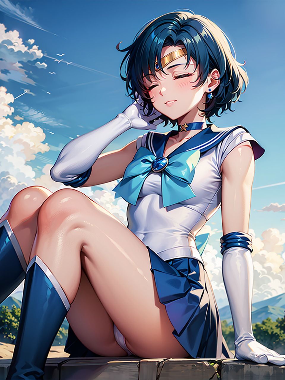 サンプル画像5:美少女戦士セー〇ームーン 水野〇美（マー〇ュリー） パンチラ集(AI同人Lab) [d_354009]