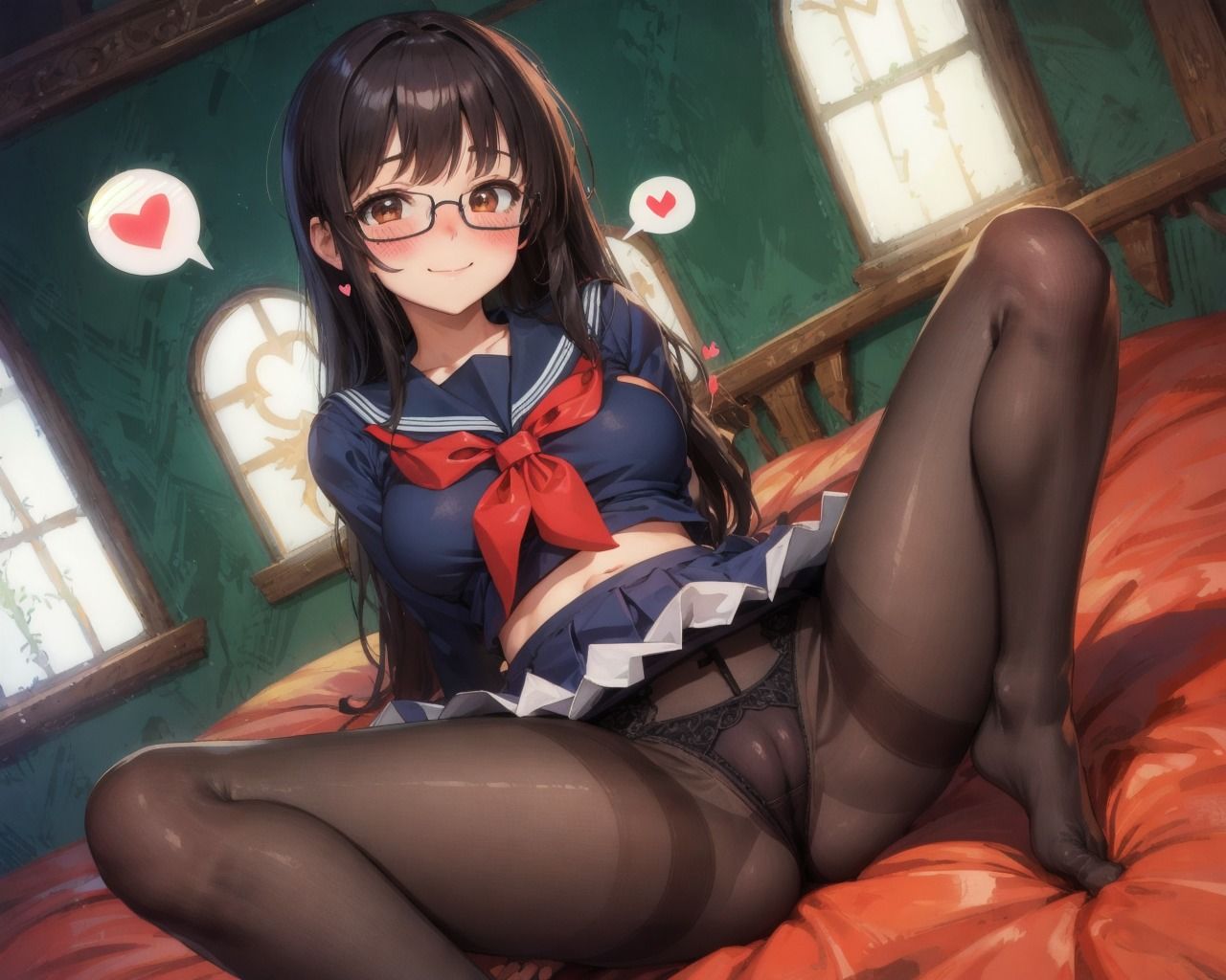 サンプル画像6:優しい挑発M字開脚 Vol.6 ピタピタおタイツメガネちゃん Black Edition(RB26_M字開脚専門) [d_354474]