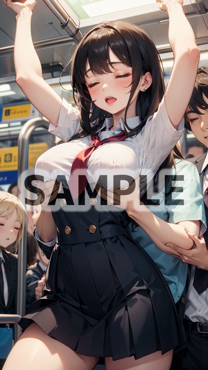サンプル画像4:制服痴かん電車 イタズラされた未○達なカラダ(AI愛create) [d_354849]