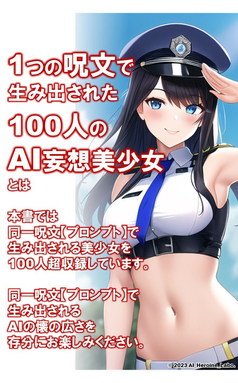 サンプル画像2:1つの呪文で生み出された100人のAI妄想美少女-23【巨乳捜査110番！えちかわビキニポリス女子】(AIヒロイン研究会) [d_354860]