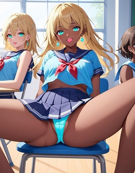 サンプル画像1:えちえちギャル制服女子のネオンカラーパンツ〜M字開脚編〜(D.P.H.) [d_355187]