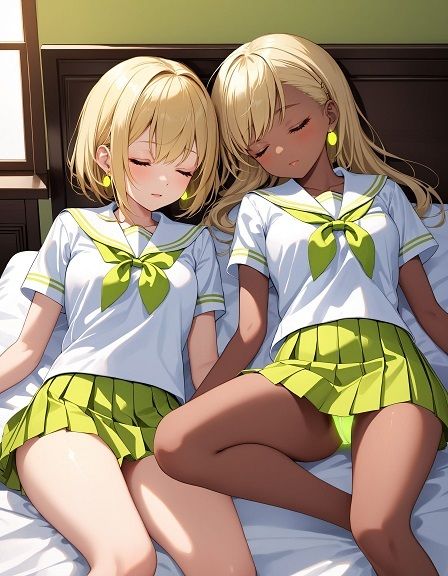 サンプル画像2:えちえちギャル制服女子のネオンカラーパンツ〜寝そべり編〜(D.P.H.) [d_355191]