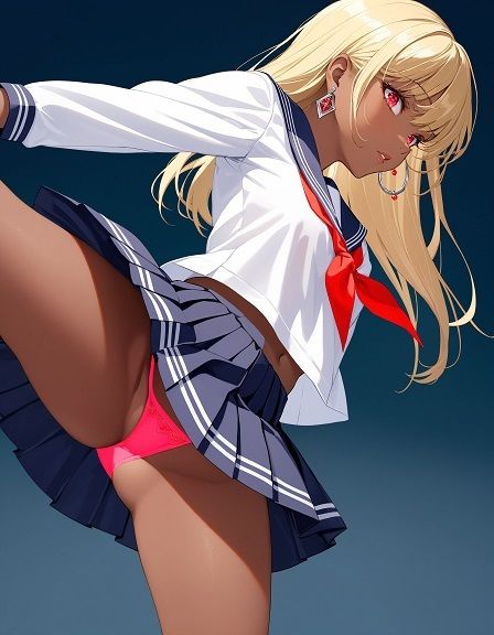 サンプル画像3:えちえちギャル制服女子のネオンカラーパンツ〜片足上げパンモロ編〜(D.P.H.) [d_355194]