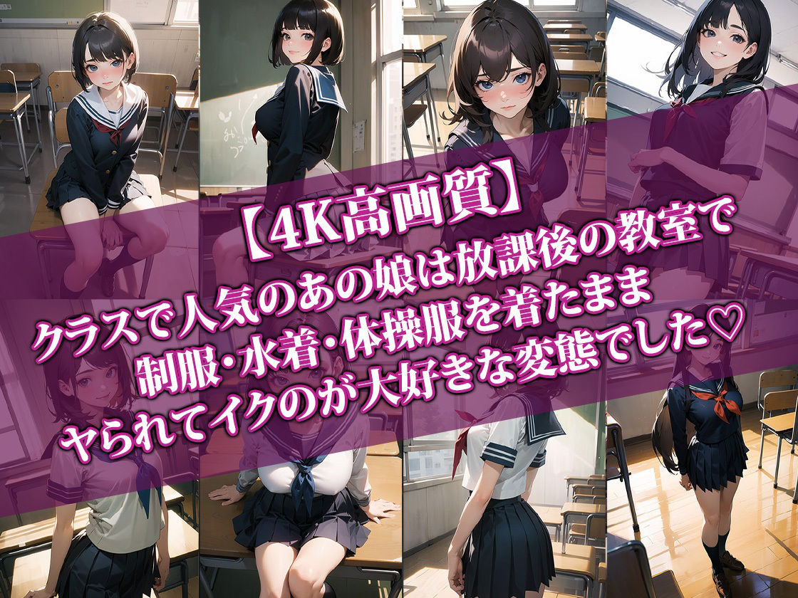 サンプル画像1:【4K高画質】放課後の教室でイクのが大好きな彼女(AI-beauty2.5) [d_355230]