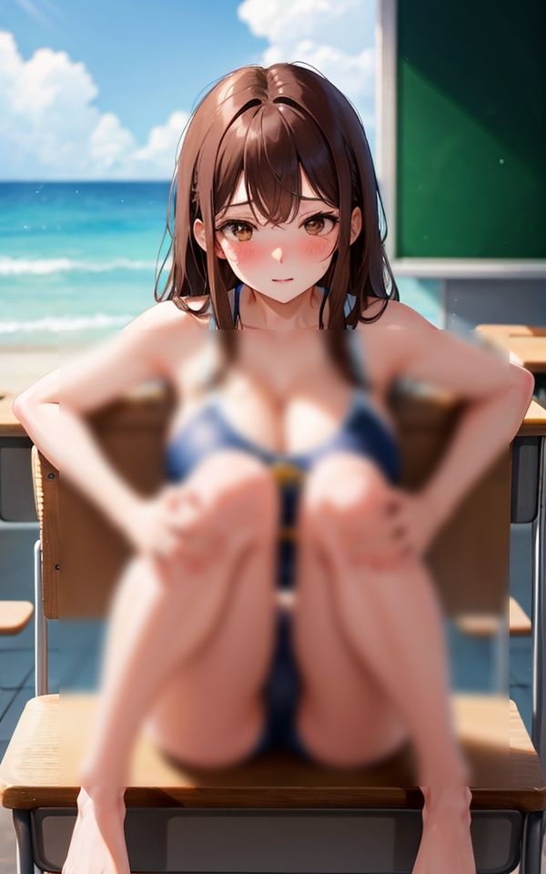 サンプル画像2:恥じらいのしゃがみスク水(Chu-Cream) [d_355872]