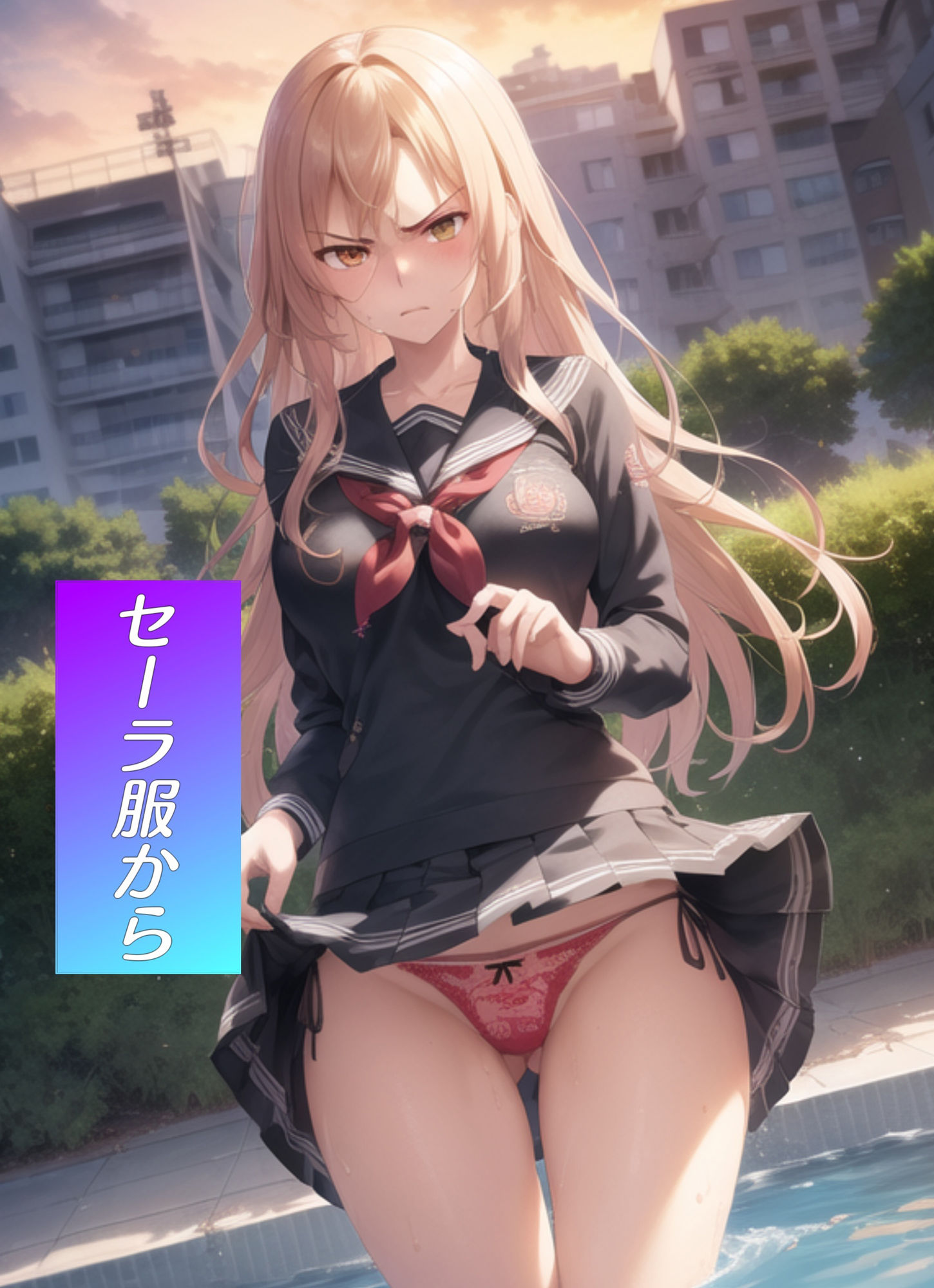 サンプル画像1:嫌な顔してパンツ見せてくれる女の子〜学園編〜(AIパンツ部) [d_355915]