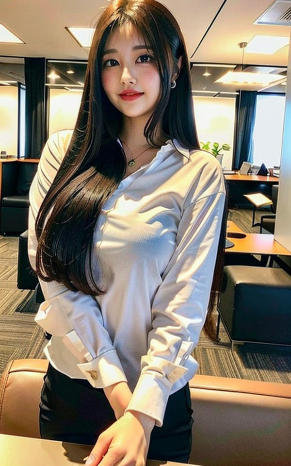 サンプル画像1:新人とオフィスで2(AI妄想部屋) [d_355968]