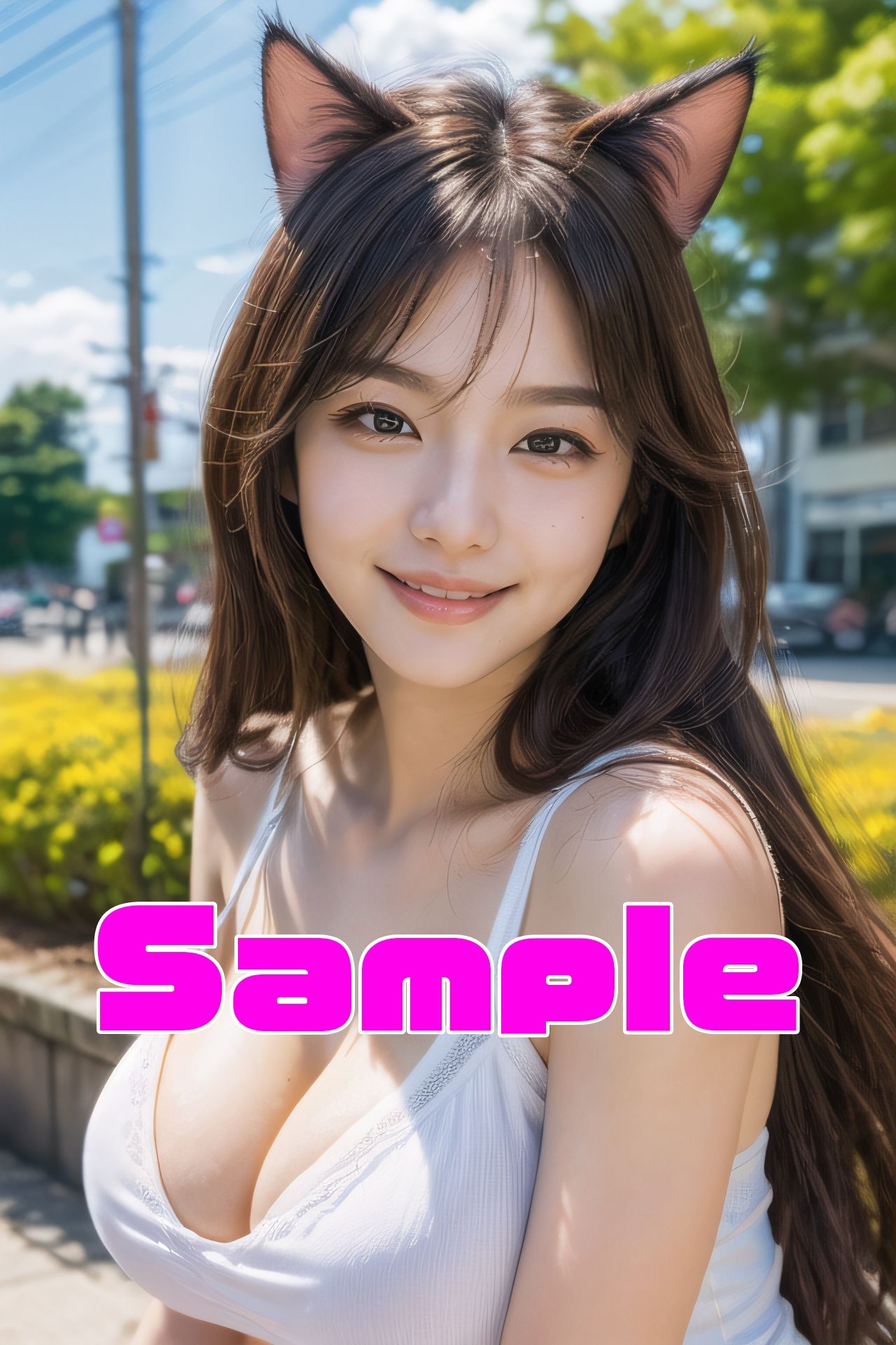 サンプル画像1:ネコ耳美女図鑑 黒髪ロング編(妄想出版) [d_356496]