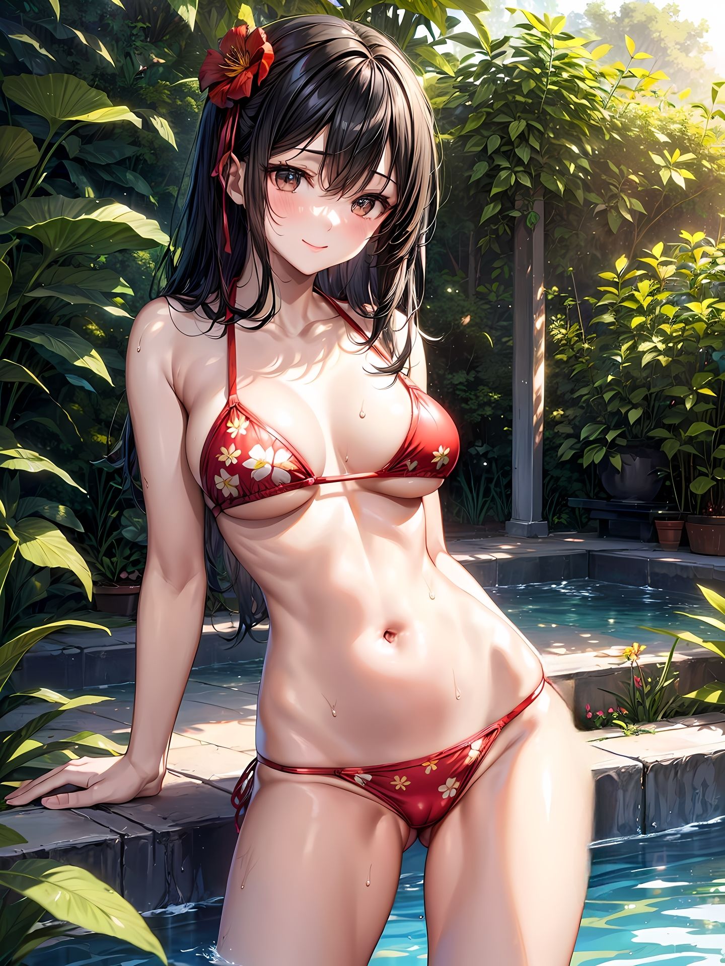 サンプル画像1:パパ活JKをプール付き別荘に連れてきたCG集(妄想サチュレーション) [d_357183]