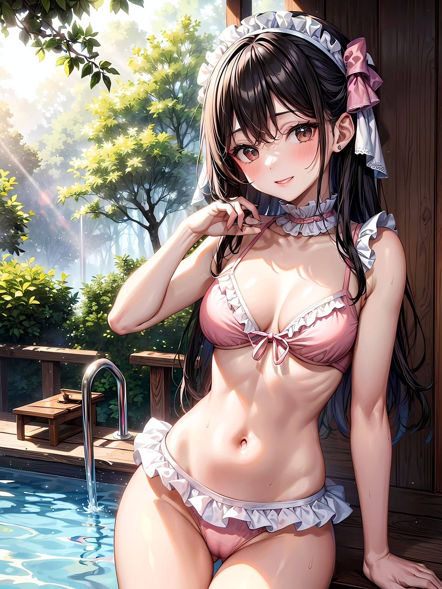 サンプル画像3:パパ活JKをプール付き別荘に連れてきたCG集(妄想サチュレーション) [d_357183]