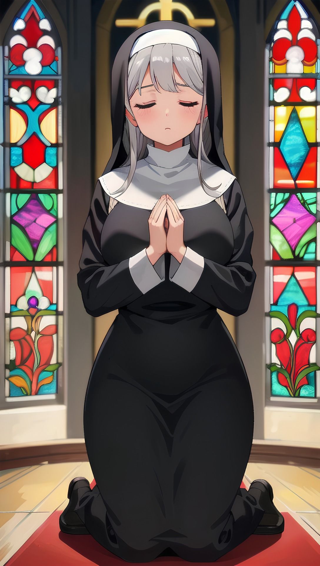 サンプル画像1:銀髪とシスター(パイりあ) [d_357341]