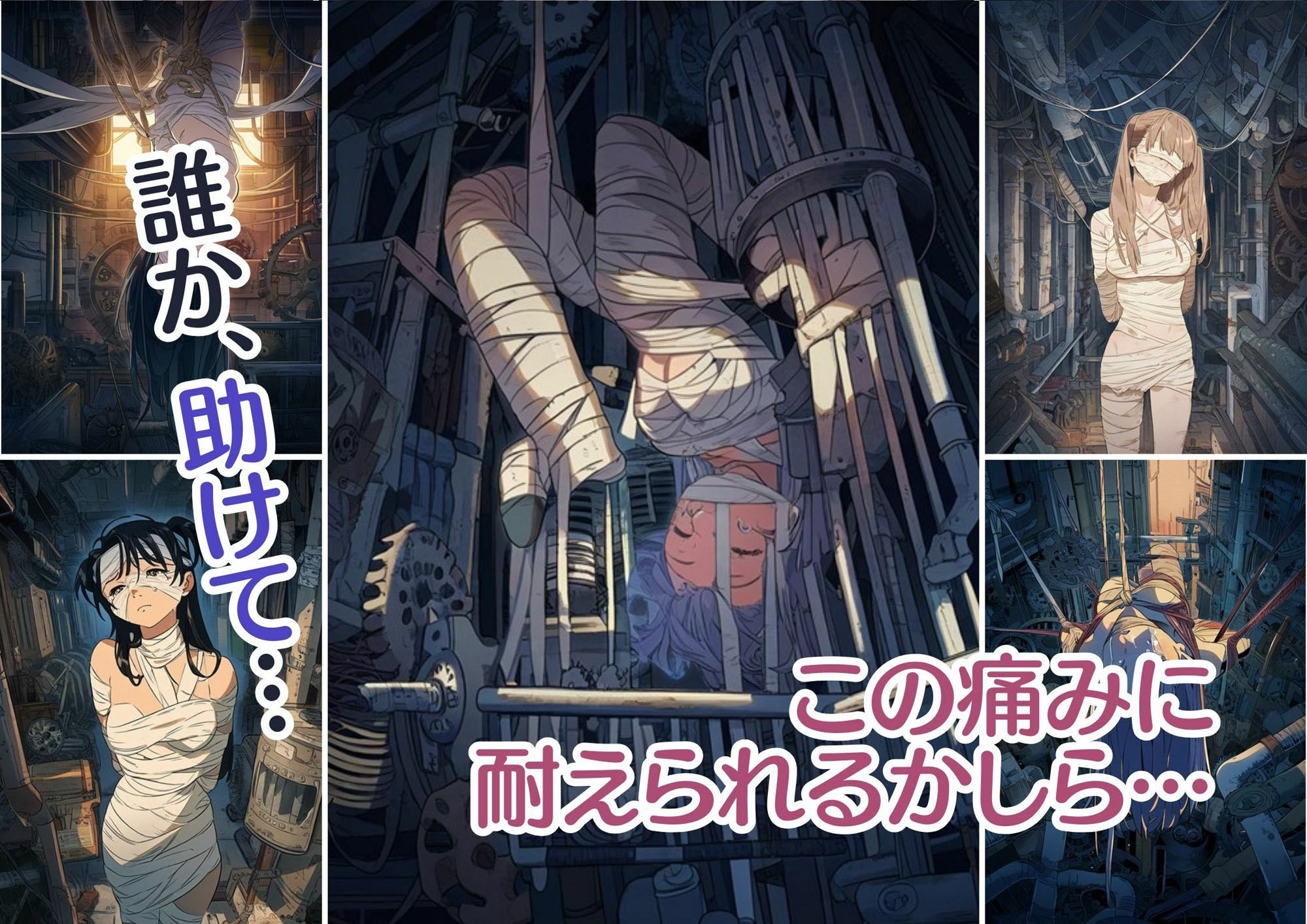 サンプル画像3:【包帯で拘束】囚われた破滅願望女子を快楽漬けにする（誘拐・監禁・調教・怪我）(AI欲イラスト屋さん：わんたんめん) [d_357471]