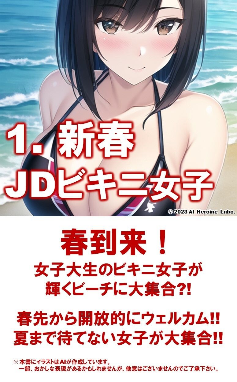 サンプル画像3:1つの呪文で生み出された100人のAI妄想美少女-29【新春のJDマイクロビキニ女子編】(AIヒロイン研究会) [d_357638]