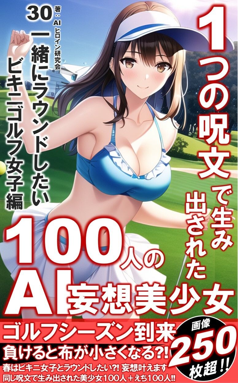 サンプル画像1:1つの呪文で生み出された100人のAI妄想美少女-30【一緒にラウンドしたいビキニゴルフ女子編】(AIヒロイン研究会) [d_357652]