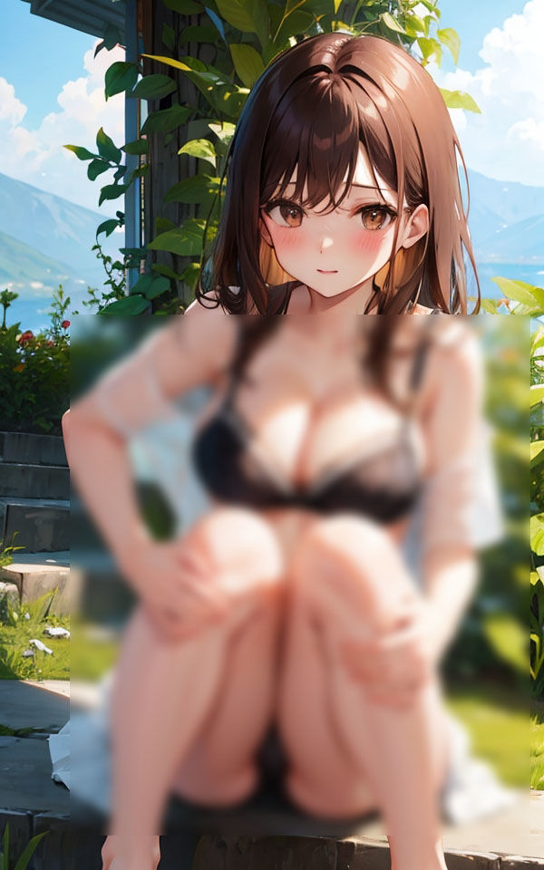 サンプル画像1:こんな座り方で良いですか？ 〜階段しゃがみパンチラ〜(スタジオ森の中) [d_357777]