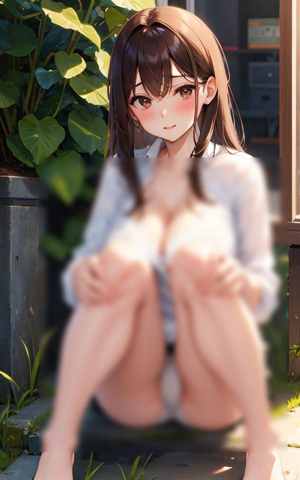 サンプル画像2:こんな座り方で良いですか？ 〜階段しゃがみパンチラ〜(スタジオ森の中) [d_357777]