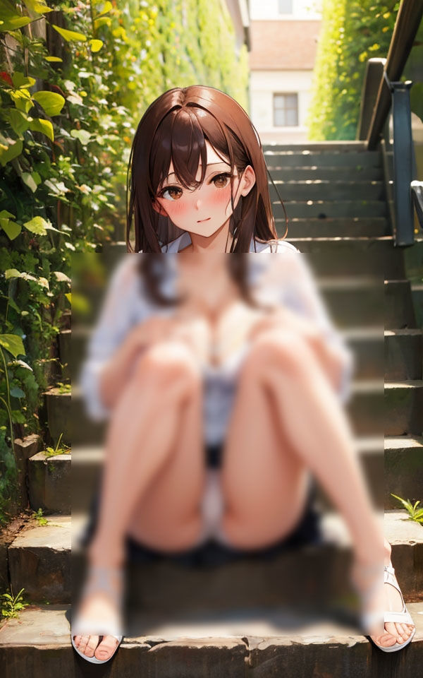 サンプル画像3:こんな座り方で良いですか？ 〜階段しゃがみパンチラ〜(スタジオ森の中) [d_357777]