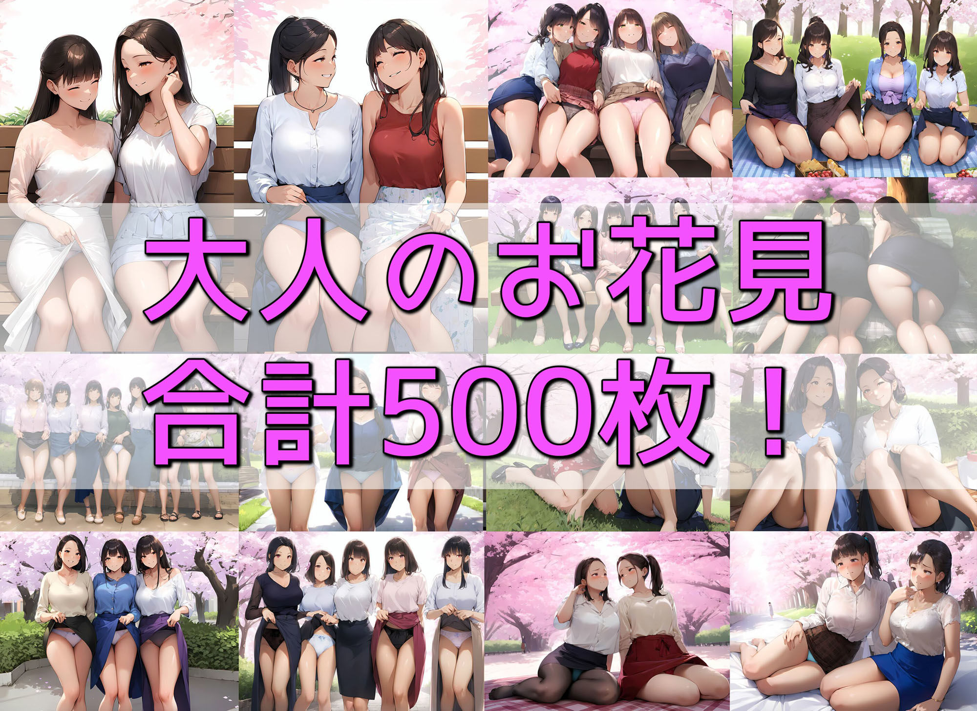 サンプル画像1:【高画質】大人のお花見女子会 スカートをめくりたがる清楚系な働く女性が集まる秘密の場所(日替わりさん) [d_358124]