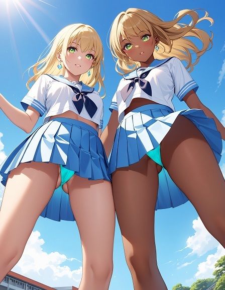 サンプル画像2:えちえちギャル制服女子のネオンカラーパンツ〜ローアングル編2〜(D.P.H.) [d_358326]