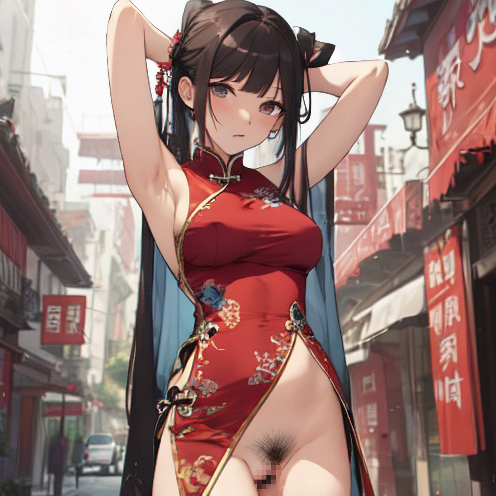 サンプル画像5:そんなところでぬぐ！？ 露出女02(アニメ雷土音) [d_358347]