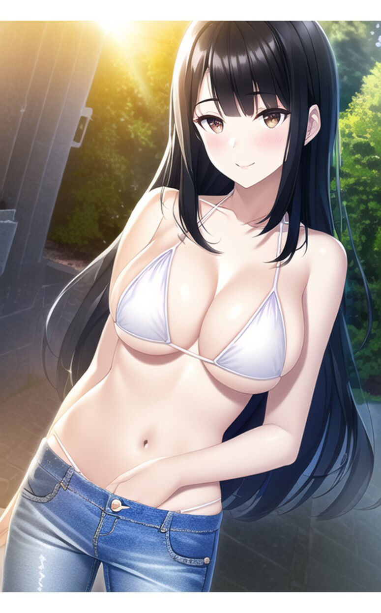 サンプル画像4:1つの呪文で生み出された100人のAI妄想美少女-31【春到来！ビキニで大学に通うJD女子編】(AIヒロイン研究会) [d_358564]