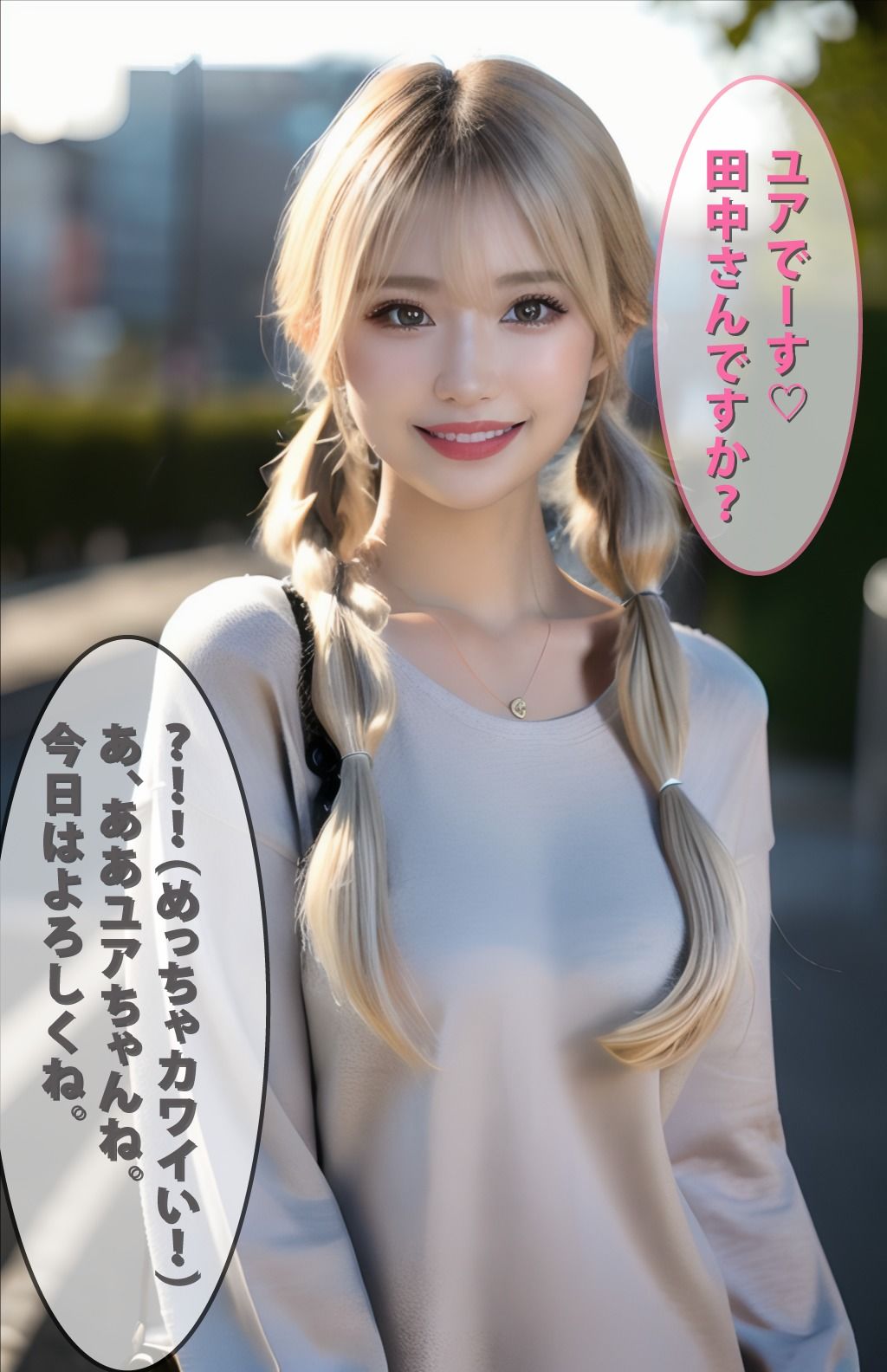 サンプル画像2:ツインテールギャルのパパ活事情(AIコスプレ美女) [d_358687]