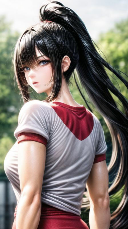 サンプル画像6:巨乳×ポニーテル＋筋肉 187枚(AIイラストラボ) [d_359328]