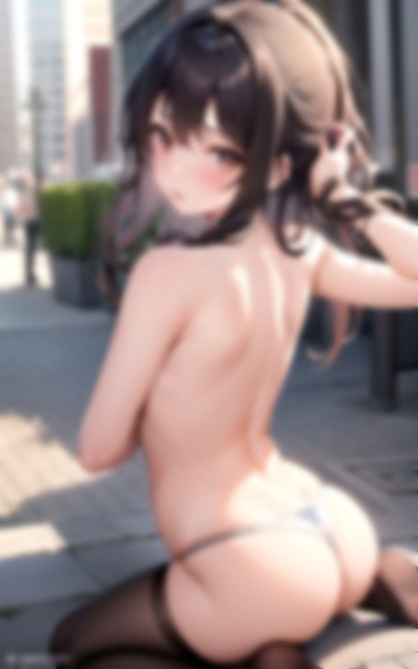 サンプル画像4:お尻を突き出して誘惑してくる露出美人さん(リアルAI美女) [d_359458]