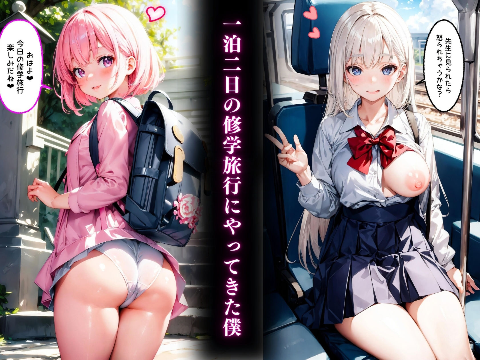 サンプル画像1:可愛い少女と一泊二日の修学旅行にやってきた僕【セリフ付き】(AI Beauties Lab) [d_359521]