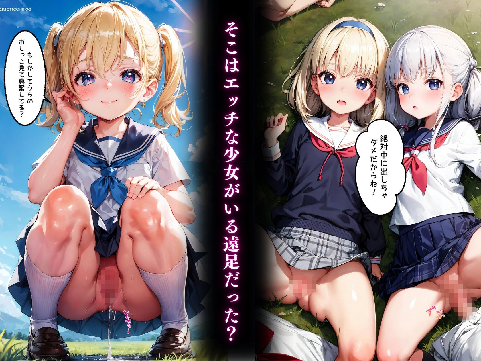 サンプル画像2:エッチな少女たちとの遠足がエロすぎたw【セリフ付き】(AI Beauties Lab) [d_359865]