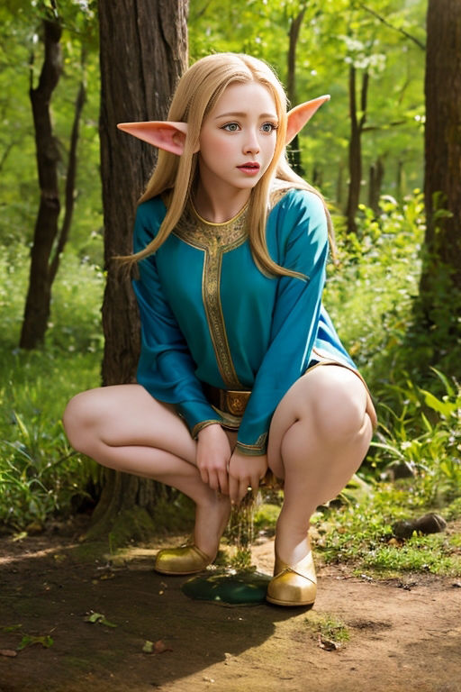 サンプル画像2:エルフのおもらし/放尿姿(P-AI planning) [d_360247]